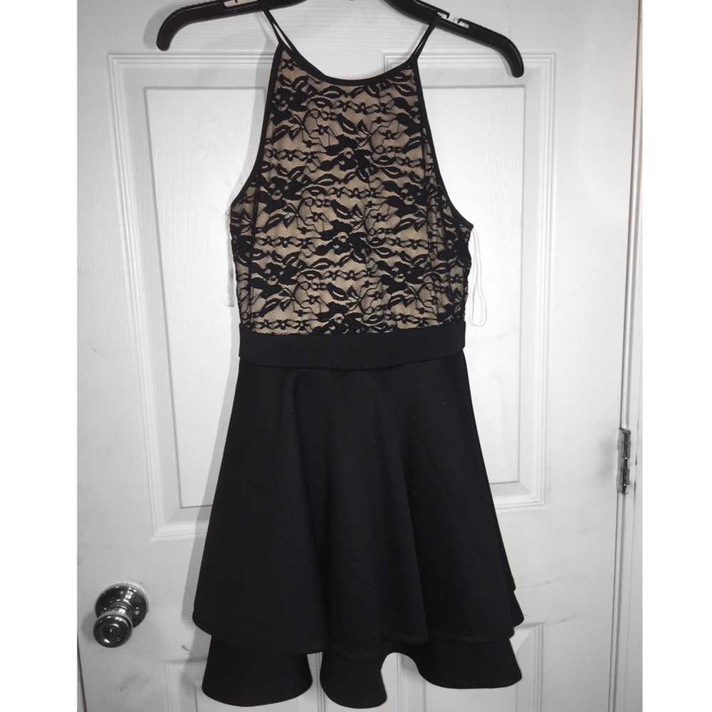 Black Floral Mini Cocktail Dress